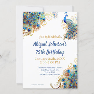 Beautiful Peacock Feathers Digital or Printed Invitation