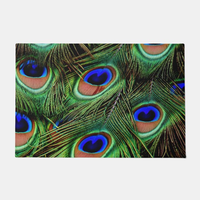 Beautiful Peacock Feathers  Doormat (Front)