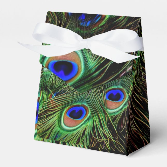 Beautiful Peacock Feathers  Favour Box (Front Side)