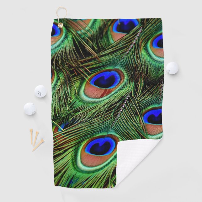 Beautiful Peacock Feathers  Golf Towel (InSitu)