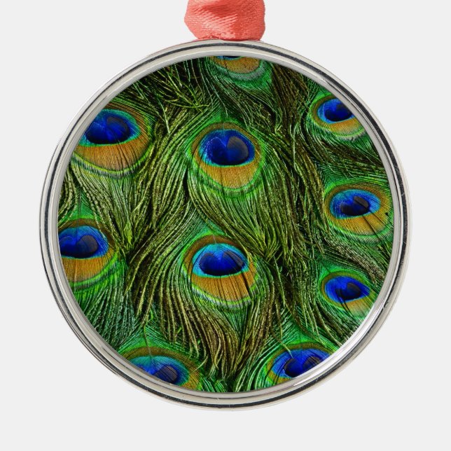 Beautiful Peacock Feathers Metal Tree Decoration (Front)
