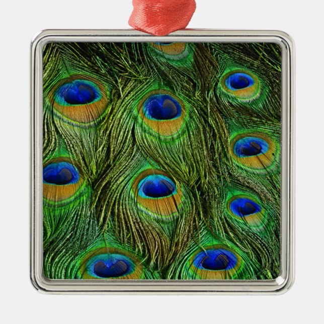 Beautiful Peacock Feathers Metal Tree Decoration (Front)