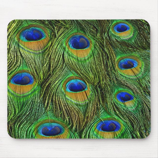 Beautiful Peacock Feathers Mouse Mat (Front)