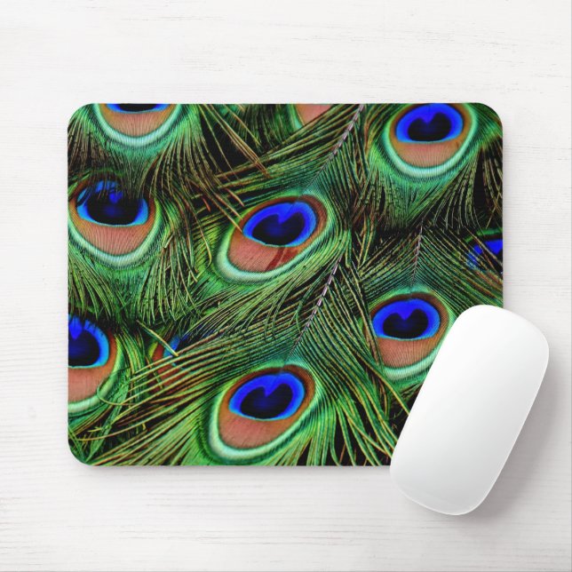 Beautiful Peacock Feathers  Mouse Mat (With Mouse)