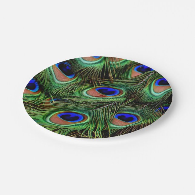 Beautiful Peacock Feathers  Paper Plate (Angled)