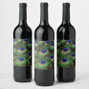 Beautiful Peacock Feathers  Wine Label