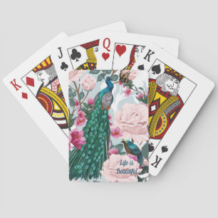 Beautiful Peacock Floral Playing Cards