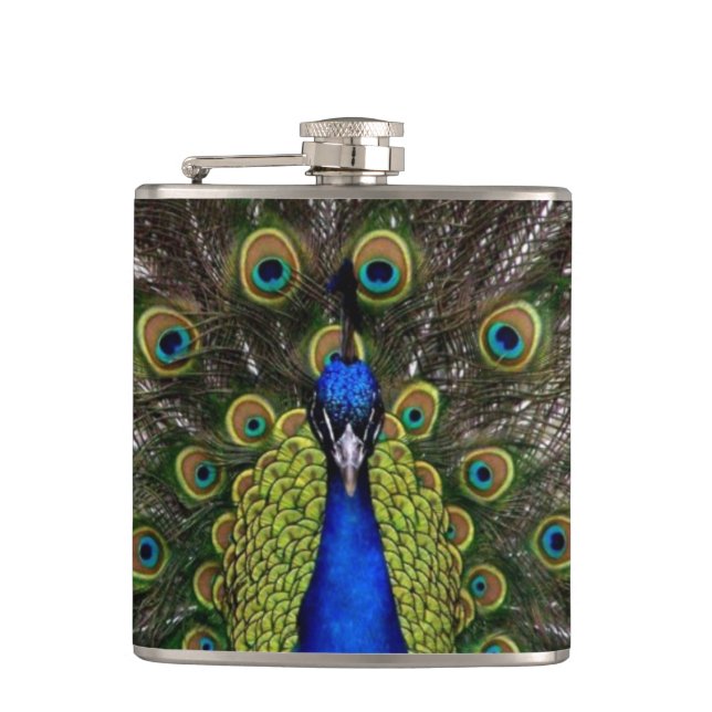 Beautiful Peacock Hip Flask (Front)