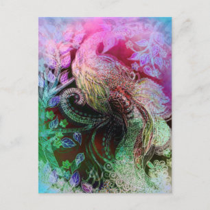 Beautiful Peacock Holiday Postcard