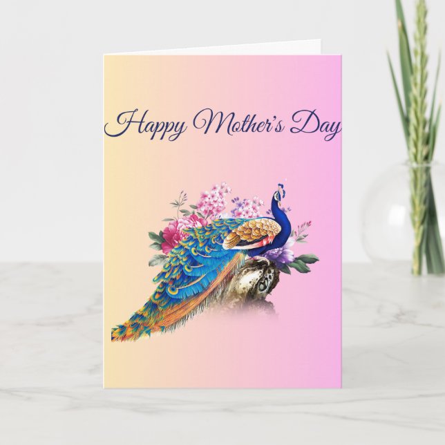 Beautiful Peacock Mother's Day Card (Front)