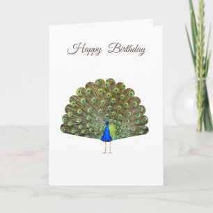 Beautiful Peacock on White Birthday Note Card