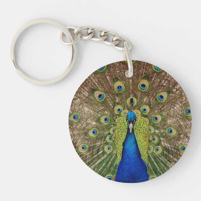 Beautiful peacock print keychain (Front)
