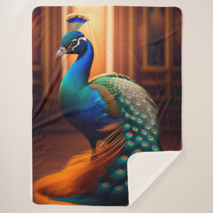 Beautiful Peacock Sherpa Blanket