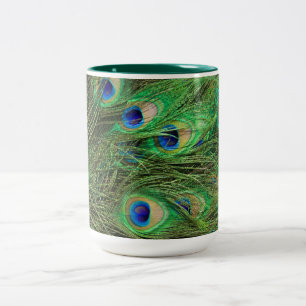 Beautiful Peacock Two-Tone Coffee Mug