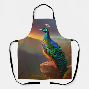 Beautiful Peacock Welcomes the Day  Apron