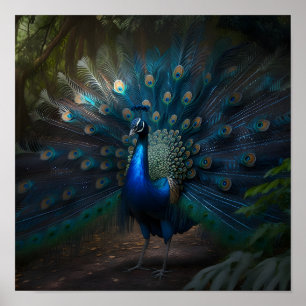 Beautiful Peacock with A Colourful Tail Poster