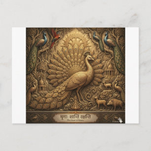 Beautiful Peacock with Elegant Floral Background D Postcard