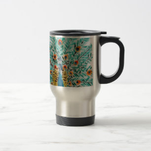 Beautiful Peafowl Emerald Green Turquoise Peacock Travel Mug