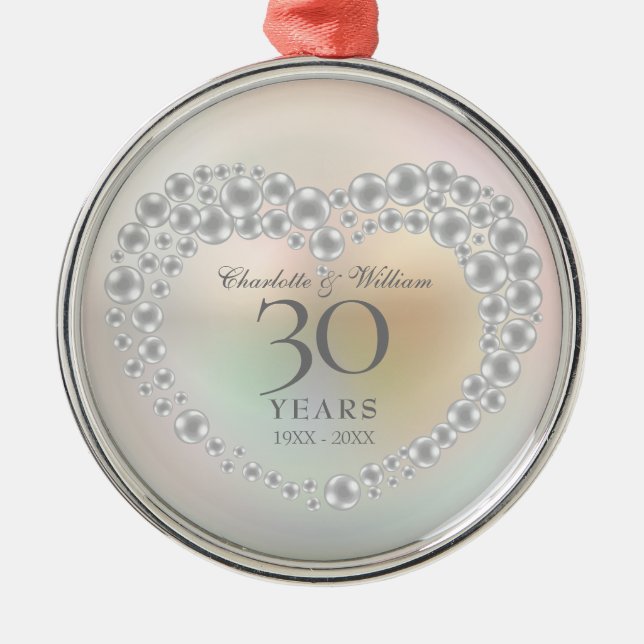 Beautiful Pearl 30th Anniversary Metal Tree Decoration (Front)