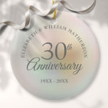 Beautiful Pearl 30th Anniversary Photo Ceramic Tree Decoration<br><div class="desc">Featuring a beautiful pearl,  this chic 30th wedding anniversary keepsake can be personalised with your special pearl anniversary information on a pearl background and your photo on the reverse. Designed by Thisisnotme©</div>