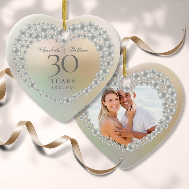 Beautiful Pearl 30th Anniversary Photo Ceramic Tree Decoration (Beautiful Pearl 30th Anniversary Photo Ceramic Ornament)