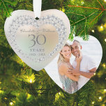 Beautiful Pearl 30th Anniversary Photo Ornament<br><div class="desc">Featuring a beautiful pearl and pearls heart,  this chic 30th wedding anniversary keepsake can be personalised with your special pearl anniversary information on a pearl background and your photo on the reverse. Designed by Thisisnotme©</div>