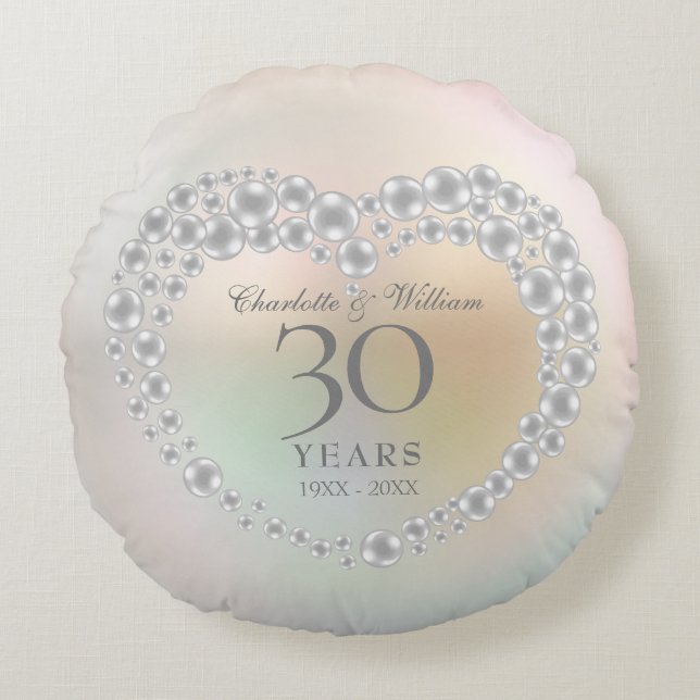 Beautiful Pearl 30th Anniversary Round Cushion (Front)