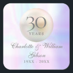 Beautiful Pearl 30th Anniversary Square Sticker<br><div class="desc">Featuring a beautiful pearl,  this chic 30th wedding anniversary sticker can be personalised with your special pearl anniversary information on a pearl background. Designed by Thisisnotme©</div>