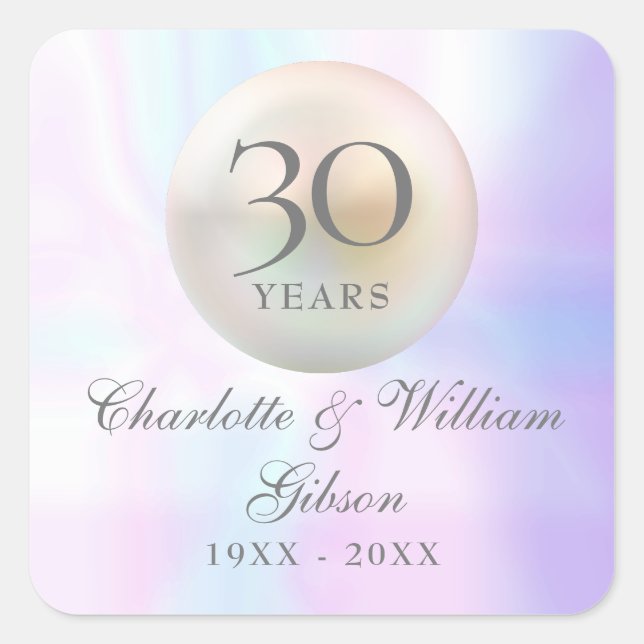 Beautiful Pearl 30th Anniversary Square Sticker (Front)