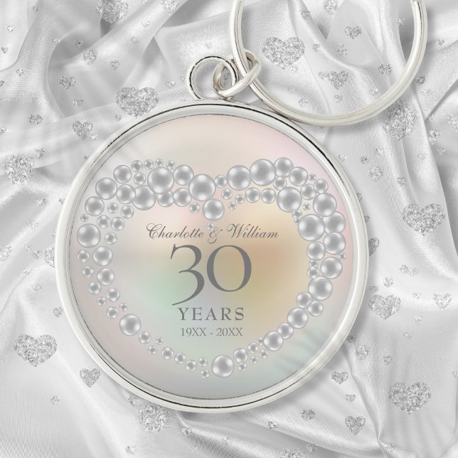 Beautiful Pearl 30th Wedding Anniversary Key Ring (Beautiful Pearl 30th Wedding Anniversary Keychain)