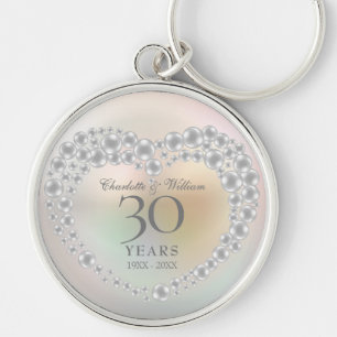Beautiful Pearl 30th Wedding Anniversary Key Ring