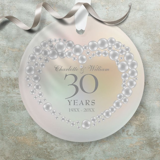 Beautiful Pearl 30th Wedding Anniversary Photo Ornament (Beautiful Pearl 30th Wedding Anniversary Photo Ornament)