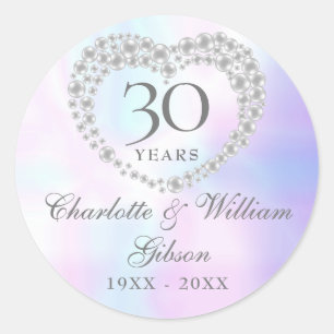 Beautiful Pearl Heart 30th Anniversary Classic Round Sticker