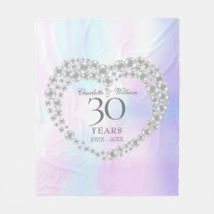 Beautiful Pearl Heart 30th Wedding Anniversary Fleece Blanket