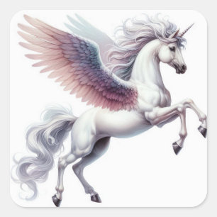 Beautiful Pegasus with Ombre Coloured Wings Square Sticker