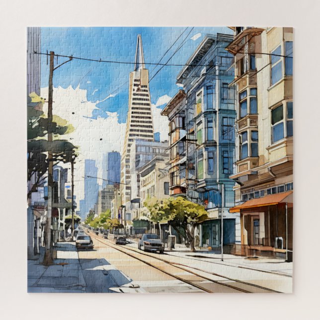 Beautiful pen and ink sketch of San Francisco Jigsaw Puzzle (Vertical)
