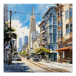 Beautiful pen and ink sketch of San Francisco Poster
