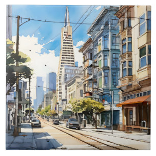 Beautiful pen and ink sketch of San Francisco Tile