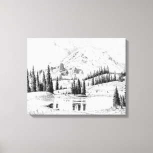 Beautiful Pencil Drawing of Mount Rainier Canvas Print