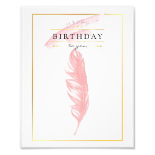 Beautiful Pencil Drawing Pink Feather Birthday Photo Print