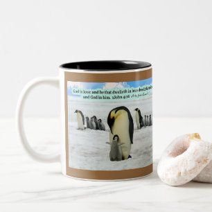 Beautiful Penguin Scripture 1 John 4:16 Two-Tone Coffee Mug