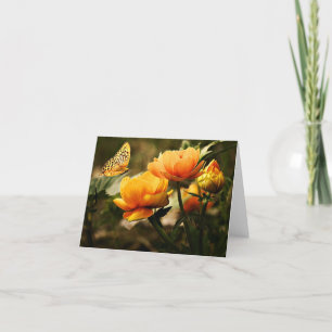 Beautiful Peonies and Butterfly Greeting Card