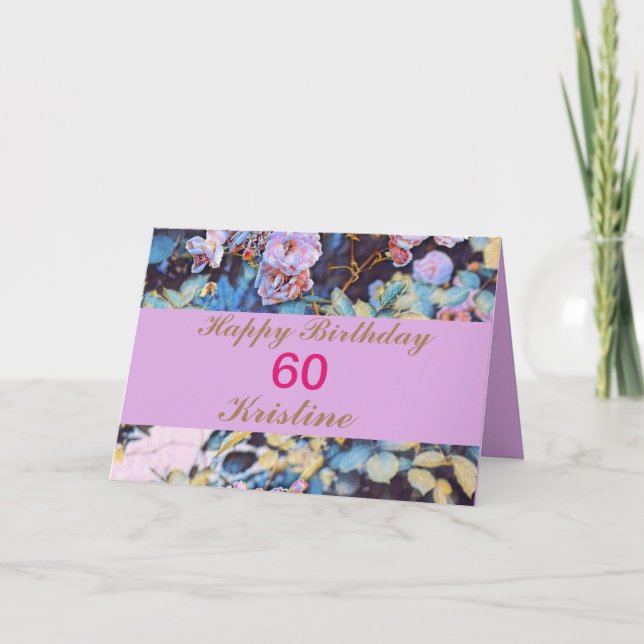 BEAUTIFUL PEONIES CUSTOM  60TH HAPPY BIRTHDAY CARD (Front)