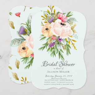Beautiful Peonies Floral Bridal Shower Invitations