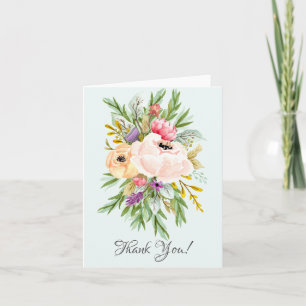Beautiful Peonies Floral Bridal Shower Thank You Card