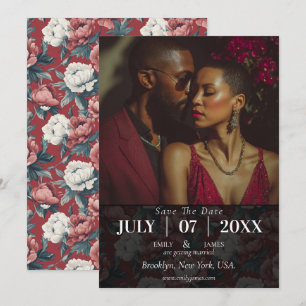Beautiful Peonies Flower Lakeside Wedding Save The Date