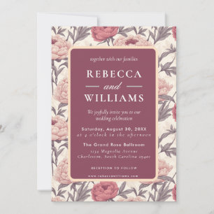 Beautiful  Peonies Spring Wedding Invitation
