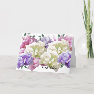 Beautiful Peonies Wedding Congratulation Card
