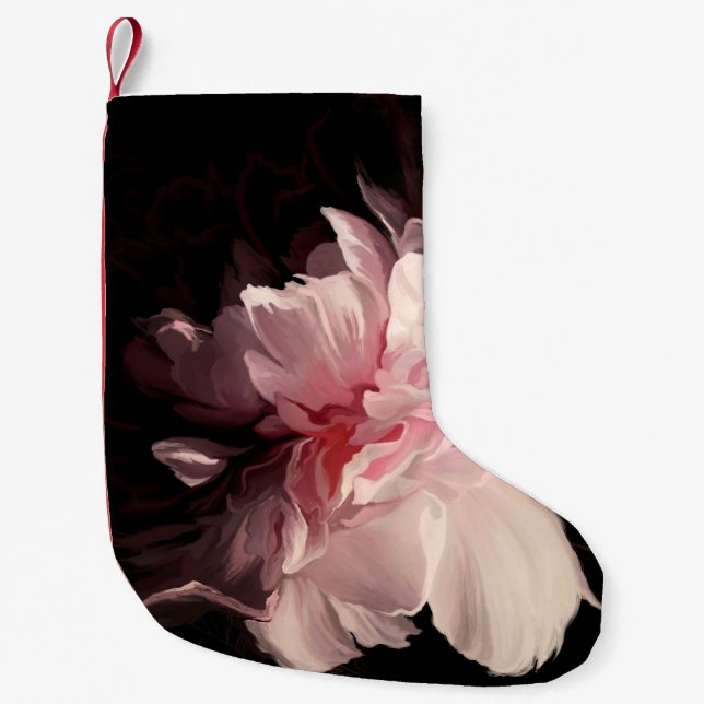 Beautiful peony flower small christmas stocking (Front)