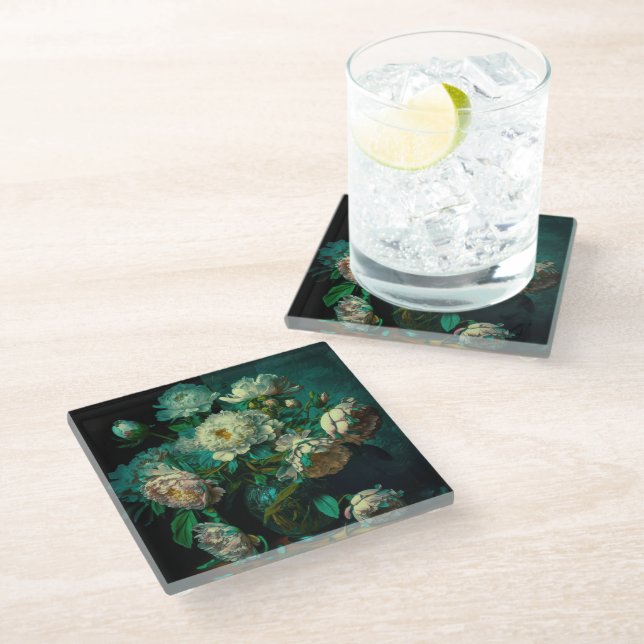 Beautiful Peony Flowers Beverage Coaster (Angled)